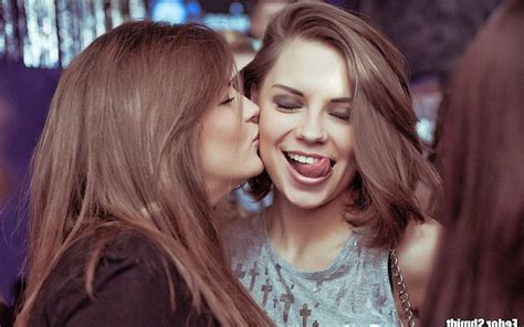 lesbians kissing with tongue|[LADY.